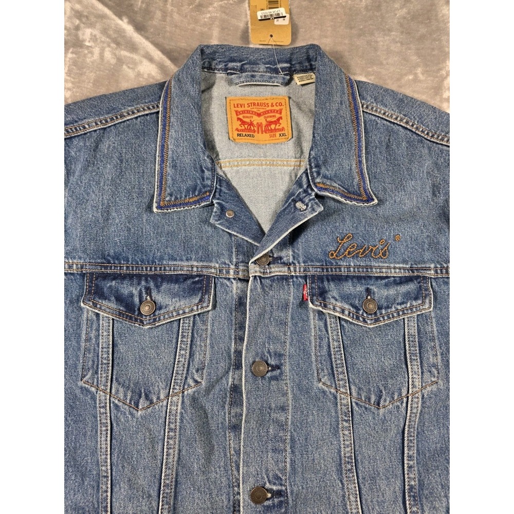 NWT Levi's Men's Relaxed Fit Trucker Denim Jean Jacket Mid Day Rodeo 2XL